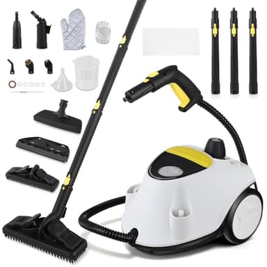 Limpiador de Vapor 2100W con Depósito 2,1L de Acero Inoxidable 304 – Presión 5 Bares & Vapor a 105°C– Seguridad Infantil & Protección Sobrecalentamiento para Suelos, Ventanas, Cocina, Baño