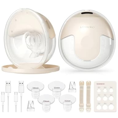 KISSBOBO K5 Sacaleches electricos doble,19 niveles 4 modos, 280mmHg fuerte potencia de succión sacaleches manos libres, indoloro saca leche materna electrico(Beige 2 Piezas)