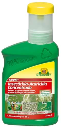 Neudorff Spruzit Insecticida-Acaricida Concentrado – Elimina plagas como pulgones, mosca blanca, araña roja, cochinillas y cicadélidos. Para 25 L, 250 ml