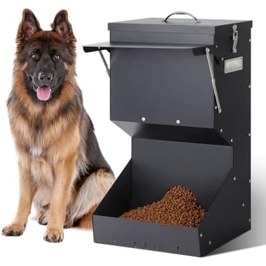 Svauoumu Alimentación automática para perros al aire libre colgando comida para mascotas de raza grande 11kg, comedero automático para perros de metal auto-alimentación comida para perros