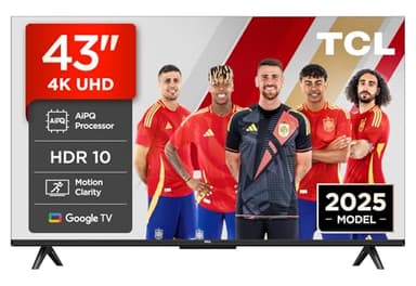 TCL 43V6C Televisor 43 Pulgadas 4K Smart TV LED, HDR, Google TV, Dolby Audio, Alexa y Google Assistant, Chromecast Built-in, Motion Clarity