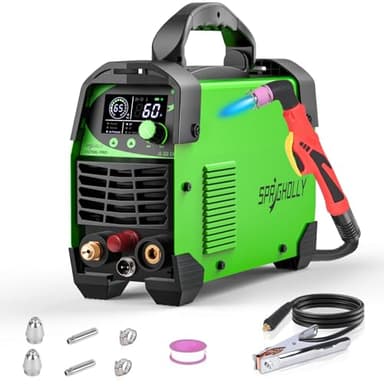 SPRIGHOLLY CUT60L PRO – Cortador de Plasma IGBT 60A con Arco Piloto, 240V, Modos 2T/4T – Grosor máx. de corte 16 mm, Pantalla LED Digital, Portátil, para DIY y profesionales