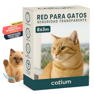 Red Para Gatos Terraza 8x3m Seguridad Transparente Ideal Balcon Ventana Tragaluces Proteccion Exterior Interior Malla Antidesgarro Duradera Kit Completo Montaje Cuerda Ganchos Bridas Juguete Regalo