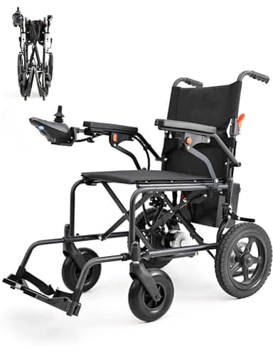 QWPDWA Silla de ruedas eléctrica plegable ligera con asientos más anchos, capacidad de peso de 265 libras, motor doble de 250 W, rango de 15.5 millas, silla de ruedas eléctrica para adultos y personas