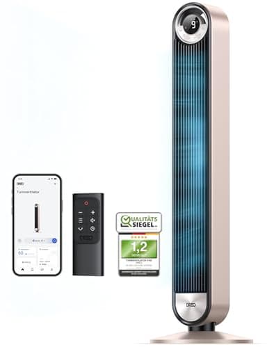 Dreo Ventilador de torre 25 dB Quiet Smart, 106cm de altura 4 modos 9 velocidades Max 7.9m/s 12H Timer Ventilador oscilante de 90° con control remoto Control por voz Enfriamiento, Cruiser Pro T2S