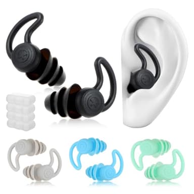 4 Pares Tapones para los oídos de natación para adultos Tapones de silicona suaves y impermeables, protección para los oídos para natación,ducha,surf,buceo y deportes acuáticos