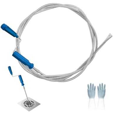 Jerhyun Desatascador Tuberias, 6mmx3m Desatascador Fregadero con Guantes Apto para Inodoros, Bañeras y Lavabos (3m)