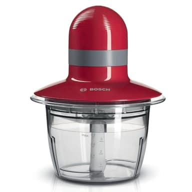 Bosch - Picador, 400 W, Rojo, gris, Cuchillas acero inoxidable, Recipiente 800 ml, MMR08R2