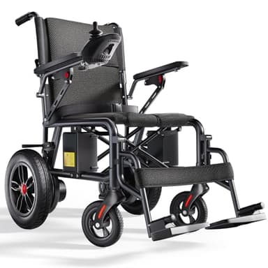 Homyking Silla de Ruedas Eléctrica Plegable Ligera Silla Rueda Eléctrica Pequeña y Estrecha, silla plegable, Patinete Eléctrico para Adultos con Asiento, Mobility Scooter con 500W 25 km