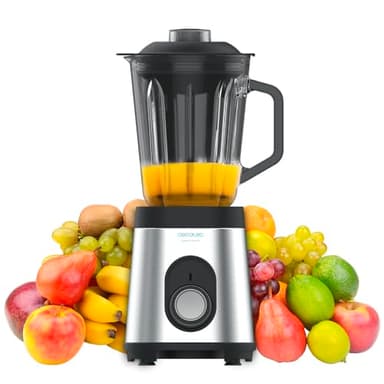 Cecotec Batidora de Vaso Power Black Titanium 1800MAX PerfectMix. 2000W Máxima Potencia, Cuchilla con Recubrimiento de Titanio Negro, 1,8L, Filtro para Licuados, Acabados en Acero Inox