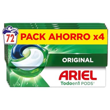 Ariel PODs Todo en 1 Detergente en Cápsulas Original, Elimina Manchas y Olores en 1 Lavado, 72 Cápsulas