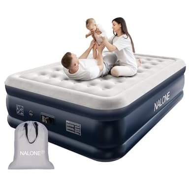 NALONE Colchón Hinchable,Cama Hinchable con Bomba de inflado incorporada Tan Solo 3 Minutos,Invitados o Uso en Casa,203 x 152 x 46CM,Peso máximo:312KG,Cama Matrimonial