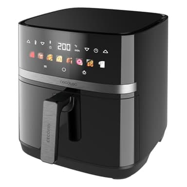 Cecotec Freidora de Aire 8L con Doble Grill, Air Fryer, Cecofry&Grill Duoheat 8000. 2200W, Dorado Perfecto y Sabor de Parrilla en Carnes, Temperatura entre 80-200°C, 8 Menús y Ventana