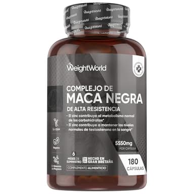 Maca Negra y Amarilla Andina Complex 5550mg de Potencia-100:1-6 Meses de Suministro, 180 Maca Cápsulas Veganas - Con Zinc, L-Arginina, Ginseng y Pimienta Negra, Sin Gluten ni Estearato de Magnesio