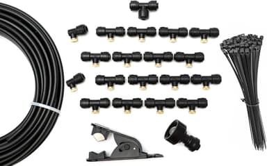 SUPERFOG - Sistema de Nebulización doméstico para refrescar el patio o jardín. con 18 Toberas o puntos de enfriamiento, Negro, SF3051