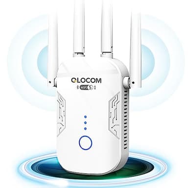 QLOCOM 2026 Nuevo Amplificador Señal WiFi 1200Mbps Repetidor WiFi, Banda Dual 5GHz y 2.4GHz WiFi Booster con WPS, Repetidor WiFi Largo Alcance Compatible con Todos los Routers