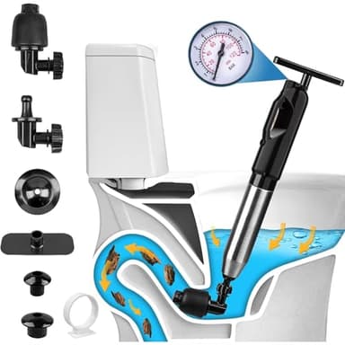 Wenbones Desatascador de Tuberías con Aire Comprimido, Limpiador de inodoro con para Desagües e Inodoro Desatascador Inflable de alta presión para Inodoro Lavabo Bañera Tubería Plato (2ª gen, Negro)