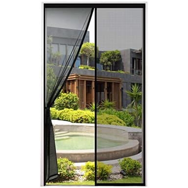 ENGROSAR Cortina Mosquitera Magnetica para Puerta Exterior de Balcón/Patio, 90x210CM, Se Cierra Automáticamente, Fácil Instalación sin Taladrar (Negro)