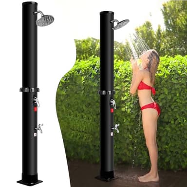 Bsteciar Ducha Solar Exterior 40 litros, Ducha Piscina para Jardín con 360° Cabezal de Ducha y Grifo, Regulación de Temperatura y Presión - Ideal para Jardín, Camping y Piscina