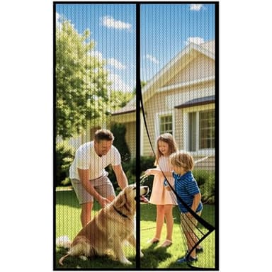 DIKER Mosquitera Cortina Puerta Magnetica Imantada Exterior Corredera, Antimosquitos con Imanes, Tela Mosquiteras de Ventanas para Puertas del Balcón, Magnético Automático(90x210cm,negro)