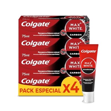 Colgate Max White Charcoal Toothpaste 4 x 75 ml - Toothpaste with Activated Carbon