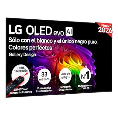 LG OLED65G64LW - TV 65", 4K OLED EVO AI G6, Smart TV, WebOS 26, Procesador α11 AI Gen3, VRR 165Hz, Reflection Free Premium, Dolby Vision y Atmos, Alexa/Google Assistant, Gris Oscuro Titán