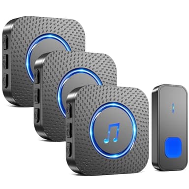 SURFOU Timbre Inalámbrico Exterior Interior Impermeable, Campainha Sem Fios, Wireless Doorbell Puerta para Casa 400M de Alcance con 55 Melodías, 5 Volumen (3 negro receptor + 1 negro transmisor)