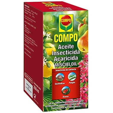 COMPO Aceite insecticida y acaricida de contacto, Para cochinillas, pulgones y ácaros, Para jardinería exterior doméstica, 250 ml