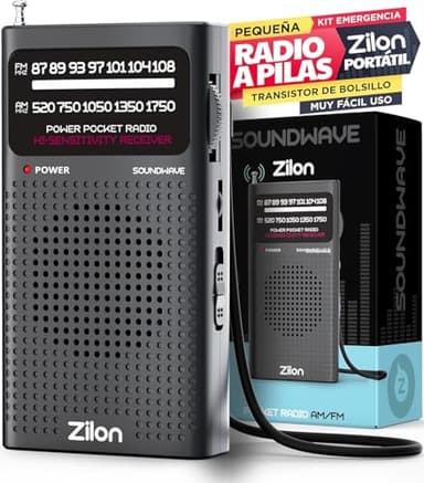 Radio a Pilas Transistor Pequeña Analogica Portatil FM Am Transistor Entrada Auriculares Kit Emergencia Excelente Señal de Bolsillo Uso Simple (Negro)