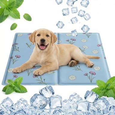 Qoosea Alfombra Refrescante para Perro Gato, Manta Refrigerante No Tóxicas para Animales Pet Cooling Mat, Plegable Alfombrilla de Refrigeración Automática Esterilla de Gel de Dormir Suave - 50 * 65CM