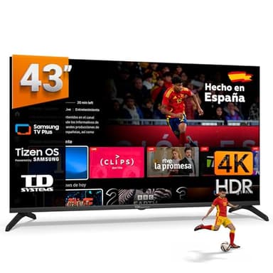 TD Systems - Smart TV 43 Pulgadas 4K con Tizen OS 8.0 Powered by Samsung, sintonizador Triple de televisión (DVB-T2/C/S2). Televisores del 2026 - PRIME43C22TIZEN
