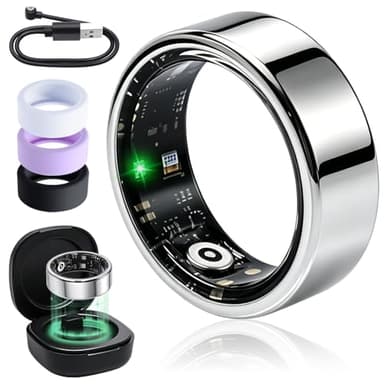 Aoyswuz Smart Ring Múltiples Modos de Ejercicio Prenda Impermeable IP68 Monitoreo del Sueño Anillo Inteligente Compatible con iOS y Android, Plata #11