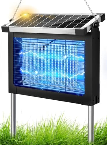 Anysun Lámpara Antimosquitos Solar Exterior, Mata Mosquitos Eléctrico 4500V con Batería Recargable 4000mAh, USB-C, IPX5, Sensor Crepuscular, Cable de 3 m, para Terraza, Jardín, Balcón y Camping