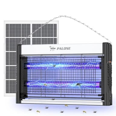PALONE Lampara Antimosquitos Solar, 3600mah USB Antimosquitos Electrico, con Panel Solar, Atrapa Moscas UV LED, PortáTil y Eficiente para Uso en Interiores y Exteriores.