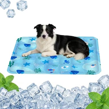 Quintrost Alfombra Refrescante para Perro Gato, Inyección de Agua Manta Refrigerante para Animales, Plegable Alfombrilla de Refrigeración Automática Esterilla de Gel de Dormir Suave - 60 * 90CM