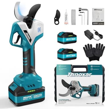 Tijeras de Podar Eléctricas 50 mm Profesionales, Tijeras a Batería sin Cable con 2 x 4000 mAh, Motor sin Escobillas, Pantalla LCD, Podadora Electrica para Jardinería, Árboles Frutales y Viñedos
