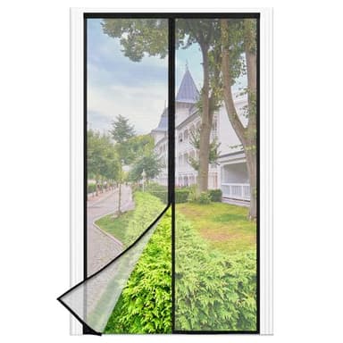 Mosquitera Puerta Magnetica - 90 x 210 CM - Negro, Mosquiteras para Puertas, Cierre Magnético de Arriba a Abajo, Automáticamente,Mantiene el Aire Fresco