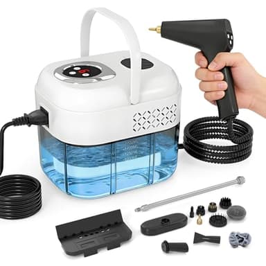 Limpiador a Vapor, 2500W Vaporeta Limpieza Hogar, Mango Ajustable en 6 Niveles, 1700ml Tanque, Limpieza a Vapor de Alta Temperatura, Vaporeta de Mano Portátil para Ventanas, Cocina, Piso, Baño, Auto